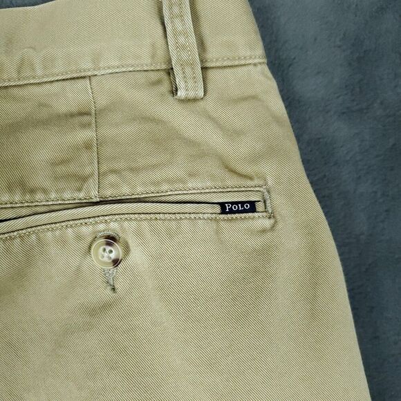 Polo Ralph Lauren Pants Mens 32x28 Classic Fit Chino Flat Front Beige Khaki - Picture 15 of 16